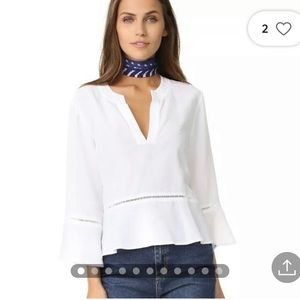 Anthropologie Cloth & Stone white 3/4 sleeve top with flare sleeves sz xs